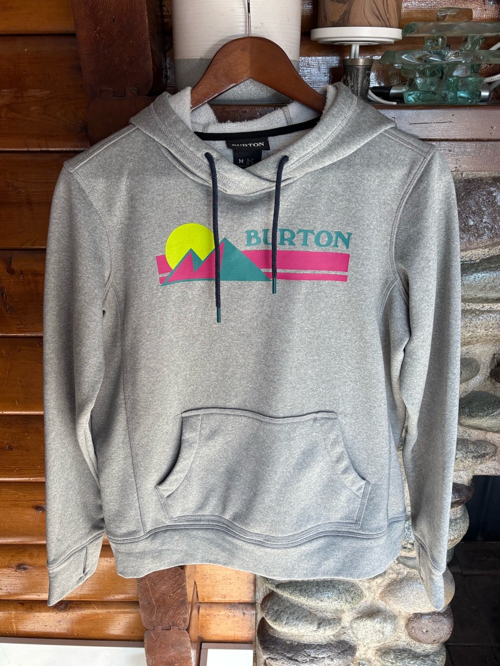 Burton Women’s Retro Mountain Graphic Grey Pullover Hoodie Medium